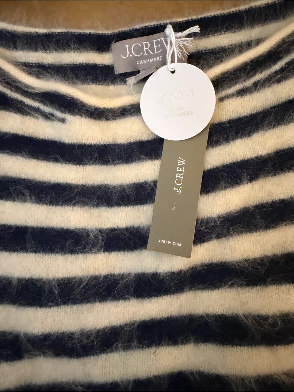 J CREW SMALL Brushed cashmere boatneck T-shirt in stripe CR239 $148 - Picture 6 of 7
